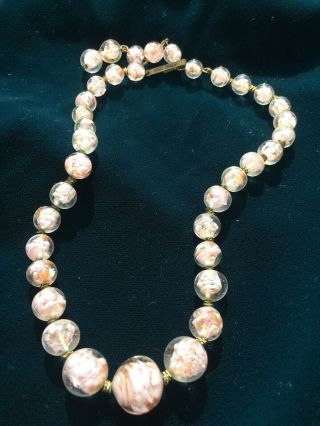 Vintage Murano Art Glass Beads Necklace Choker Made In Italy Signed Adjustable