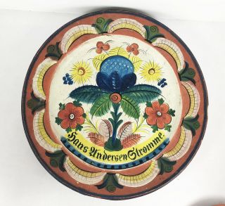 Vintage Norwegian Rosemaling 14.  5” Wood Plate Hand Painted Folk Art Antique