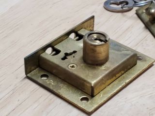 Vintage Corbin Brass Small Half Mortise Lock Chest,  Humidor Box,  Etc 2 Keys NOS 3