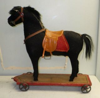 Antique German Horse Pull Toy Horse Hair