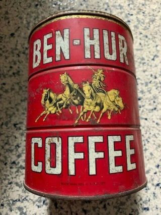 Vintage Ben Hur 2 Lb.  Coffee Tin