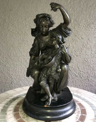 Antique 19th Century Bronze Spelter Statue By “isadore - Romain Boitel” Sculpture