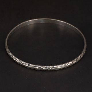 Vtg Sterling Silver Signed Diamond Cut Starburst Solid 8 " Bangle Bracelet - 12g
