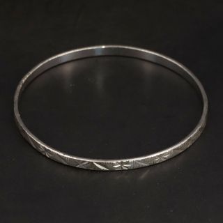 Vtg Sterling Silver - Diamond Cut Starburst Striped 7.  75 " Bangle Bracelet - 10g