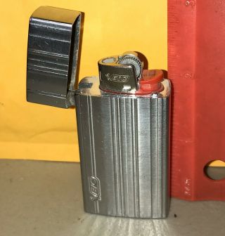 Vintage Chrome Retro Cover Case Flip Top Mini B.  I.  C Cigarette Lighter Holder 2