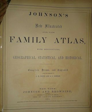 Vintage 1862 Johnson ' s Atlas Chart City Times & Distance Around the World 3