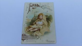 Vintage Pet Cigarettes Trade Card - Girl By Rock,  Allen & Ginter,  Richmond,  Va