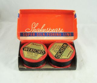 Old Vintage Shakespeare Wexford No.  4428 Wooden Fishing Line Spools,  Box