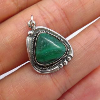 Bell Trading Post Vintage Old Pawn Sterling Silver Malachite Gem Tribal Pendant