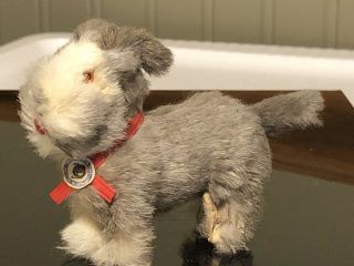 Vintage Fur Toys Made In West Germany Grey White Terrier Dog Schnauzer