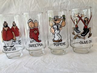 Set Of 4 Popeye Character Tumbler Vintage 1975 Coca Cola Kollect A Set Series