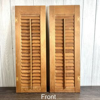 Vintage Interior Solid Wood Window Plantation Shutters Louvered Decor 26 " X 9”