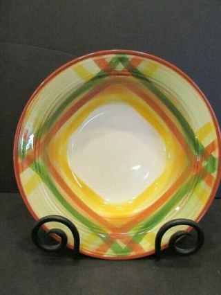 Vintage Vernonware Round 9 " Serving Bowl - Homespun Pattern - Hand Painted - Usa