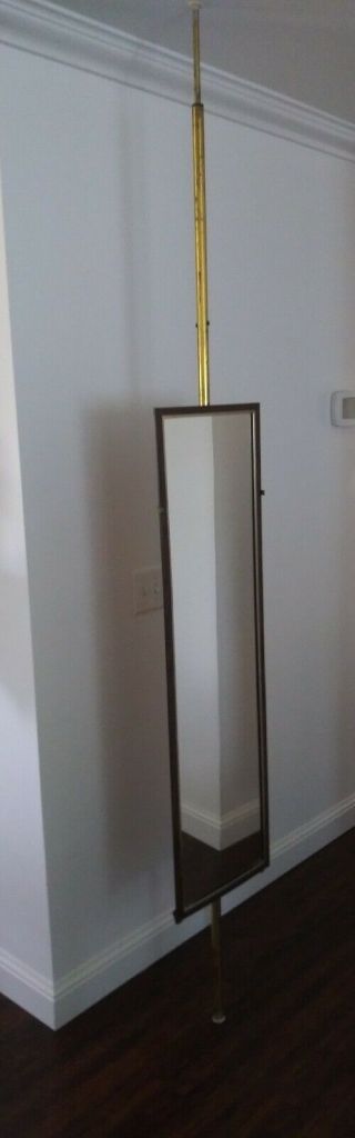 Vintage Tension Pole Floor To Ceiling Glass Mirror Rare