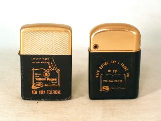 Two Lighters With Yellow Pages Advertisements - One Ad Includes York Telephone