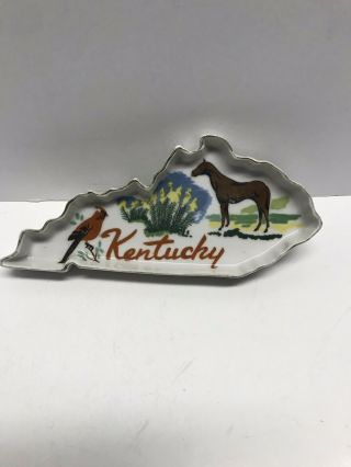 Rare Kentucky State Ashtray Ceramic 1970s H.  L.  Moore Co Made In Occupied Japan