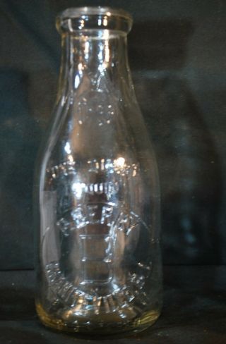 Vintage P.  Berry Farm Milk Glass Bottle Graniteville Ri Dairy Ne Embossed