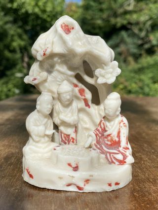 Chinese 18th Century Blanc De Chine Porcelain Group Of Figures Playing Go