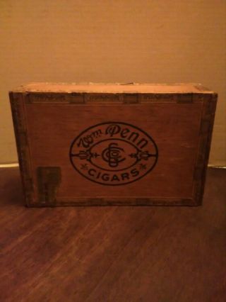 Wm.  Penn Wood Wooden General Cigar Co.  Box Antique Act Of 1926 Stamp Factory 10
