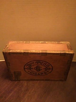 Wm.  Penn Wood Wooden General Cigar Co.  Box Antique Act Of 1926 Stamp Factory 10 2