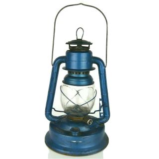 Vintage Blue Dietz Little Wizard No 1 Railroad Kerosene Signal Lantern Lamp