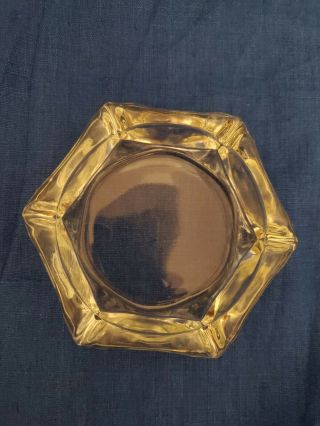Vintage Thick Clear Glass Ashtray 6 Sided / 6 Slots