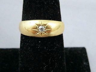 Antique English 18k Yellow Gold And White Sapphire Ring Size 7 1/2