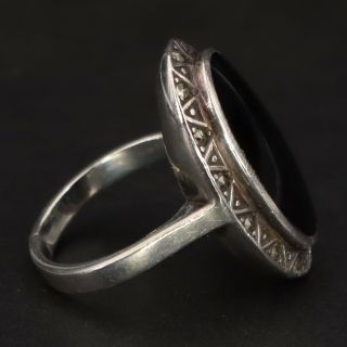 VTG Sterling Silver - ART DECO Onyx & Marcasite Ring Size 8.  5 - 7g 2