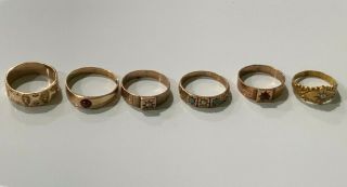 Vintage/antique 10k Gold Baby Rings.  6 Rings.