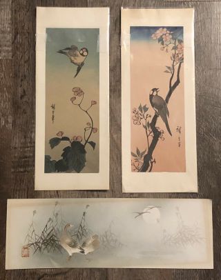 3 Vintage Japanese Art Woodcuts Utagawa Hiroshige Birds And Geese