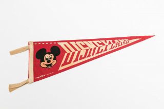 Vintage Mickey Mouse Disneyland Souvenir Felt Pennant 8.  5  X 24