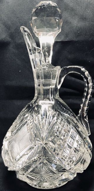 Rare Antique Superior Heavy Libbey Harvard Pattern Cut Glass Ketchup Bottle