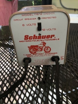 Vintage Schauer Battery Charger 6 & 12 Volt 1 Amps 0123 - 01 (11612) Motorcycle/au