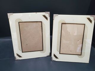 Vintage Pair Reverse Painted Glass 8 X 10 Picture Frames Art Deco Style