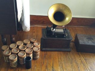 Antique Edison Standard Phonograph With Records