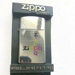 Vintage Slim Zippo Lighter High Polish Chrome Zippo Logo Bradford Pa Made In Usa