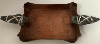 Rare Arts & Crafts Heinrichs Copper Sterling Mixed Metals Arrowhead Ash Tray