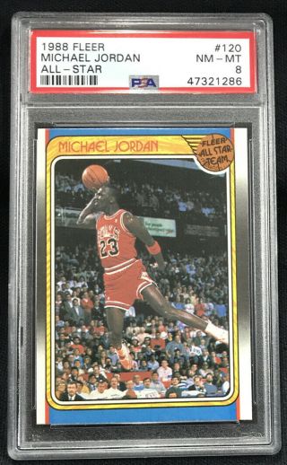 1988 Fleer Basketball 120 Michael Jordan Bulls All - Star Hof Psa 8 Nm - Mt