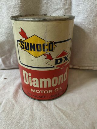 Vintage Sunoco Dx Diamond Motor Oil Can One Quart Sun Oil Company