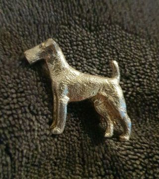 VINTAGE 40s pale gold Sterling Silver ENGLISH KING OF TERRIERS DOG brooch 6.  5g 2