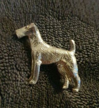 VINTAGE 40s pale gold Sterling Silver ENGLISH KING OF TERRIERS DOG brooch 6.  5g 3