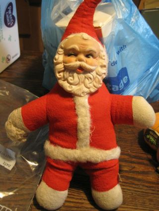 Vtg Rubber Face Plush Winking Santa Claus Christmas Doll 12 " Made In Korea