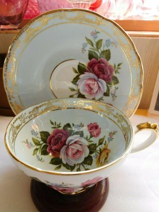 Vintage Royal Sutherland Stunning Roses Red/pink/yellow Tea Cup And Saucer