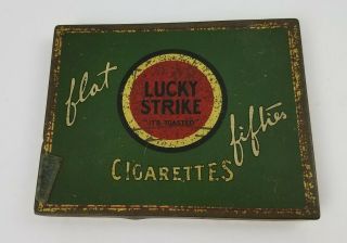 Vintage Lucky Strike Metal Cigarette Tin Container Flat Fifties