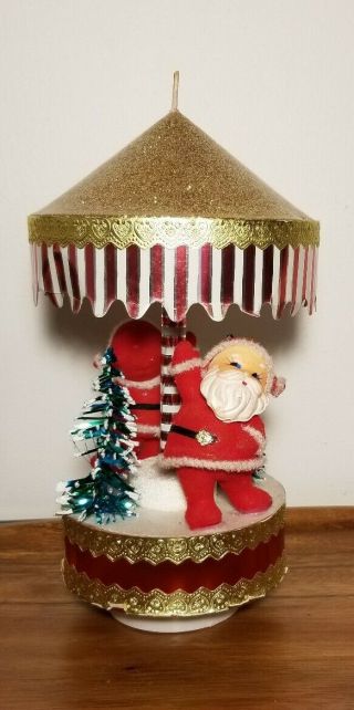 Vintage Christmas Santa Carousel Music Box Made In Japan 10 "