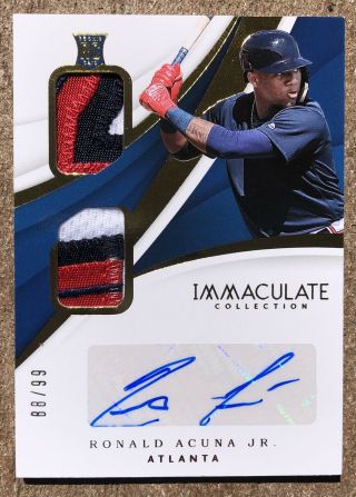 Ronald Acura Jr.  2018 Panini Immaculate Rpa Dual Patch Auto 88/99 - Rookie