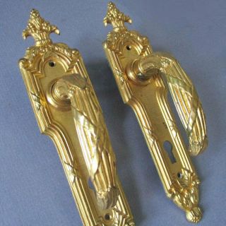 Pr Vintage C1960s Sherle Wagner 24k Gold Plated Door Lever Handles Pe Guerin