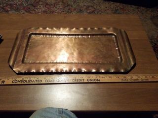 Antique Vintage Copper Hammered Square Tray 19 In Long 9 In Wide Patina