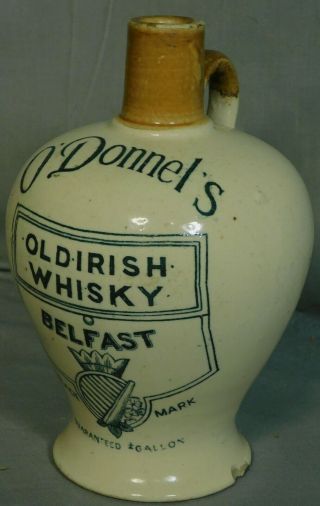Antique Crock Old Irish Whiskey Jug O 