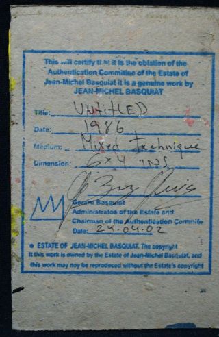 Jean Michel Basquiat - Postcard,  Samo,  Mixed Technique On Cardboard,  Signed,  Vtg